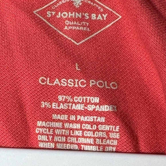 St. John's Bay Coral Classic Stretch Cotton Short Sleeve Polo Shirt L NWOT - Picture 7 of 10